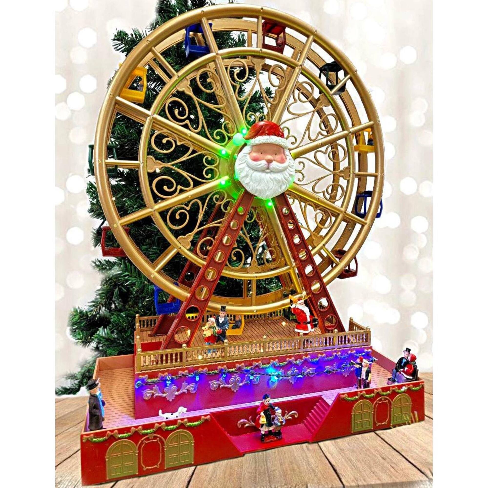 Wizardi 20" Christmas Village Animated Ferris Wheel with Santa